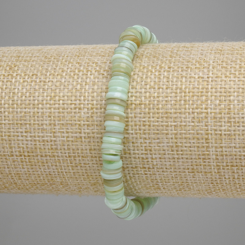 Bransoletka z muszli skarfarki – rondele, średnica 6×1–1,5 mm, długość 18 cm, elastyczna