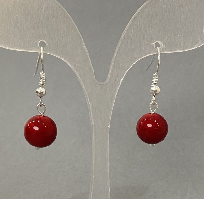 Kolczyki z turmalinem, gładka kula, średnica 10 mm, długość 30 mm+