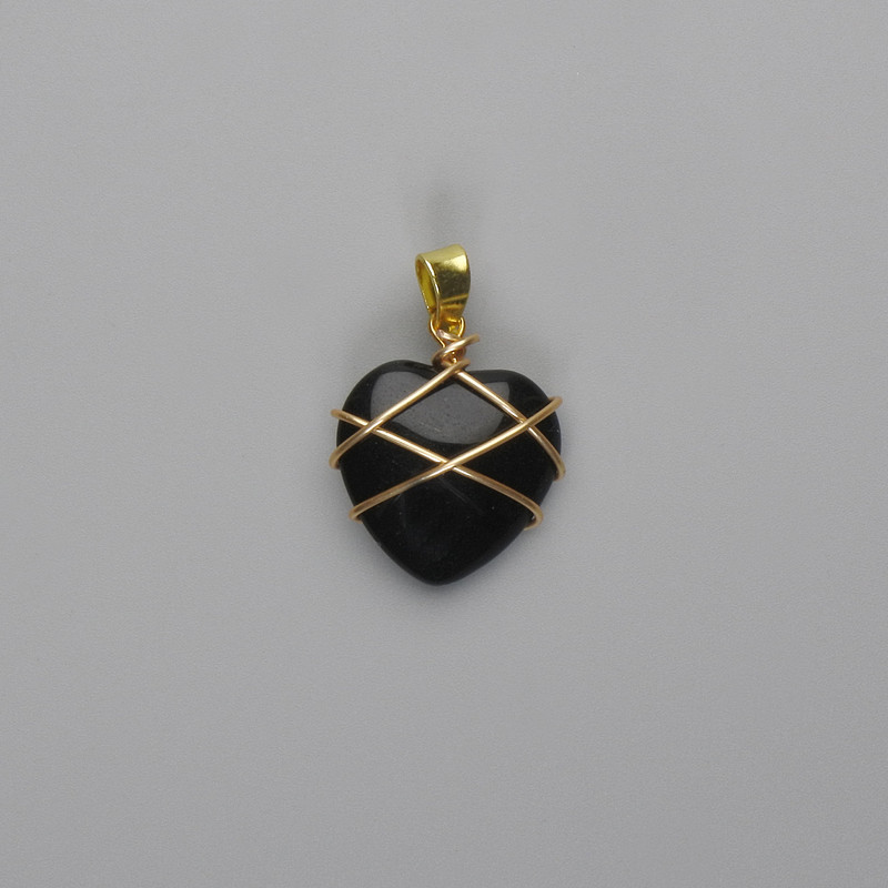 Wisiorek Serce oplecione agatem 21×21 mm, średnica ok. 30 mm