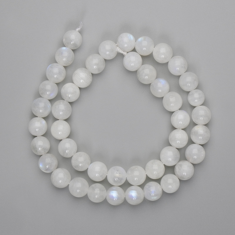 Koraliki z adularu, gładka kulka 10 mm, długość 40 cm