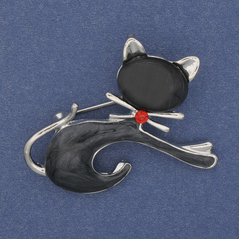 Broszka-wisiorek «Kotka» z kocim okiem, metal w kolorze złotym, 40×31 mm+