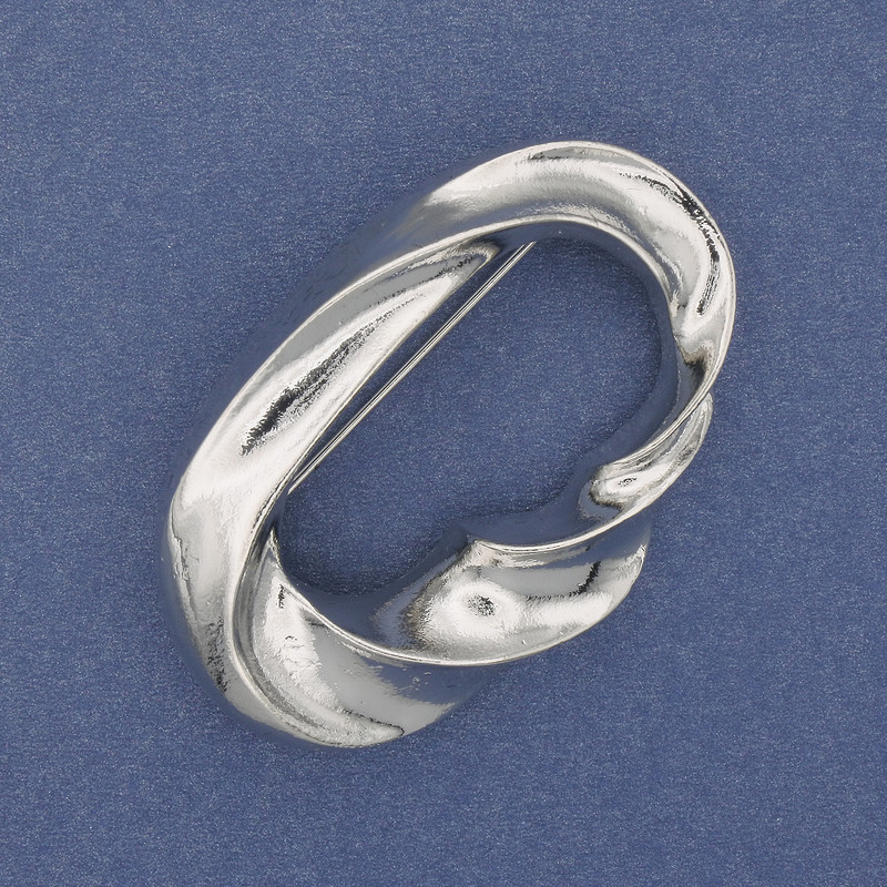 Broszka Akcent srebrzysty metal 50×33 mm+