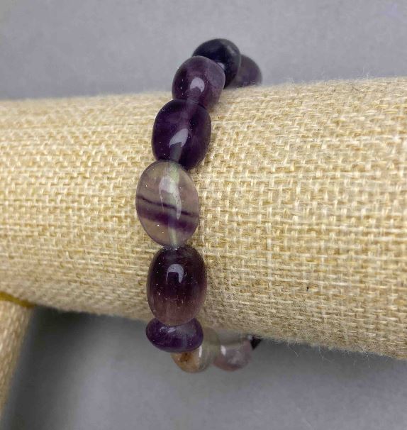 Bransoletka z fluorytu galetowego, średnica 13–15×9, 5–10, 5 mm ±, długość 18 cm ±, na elastycznej gumce