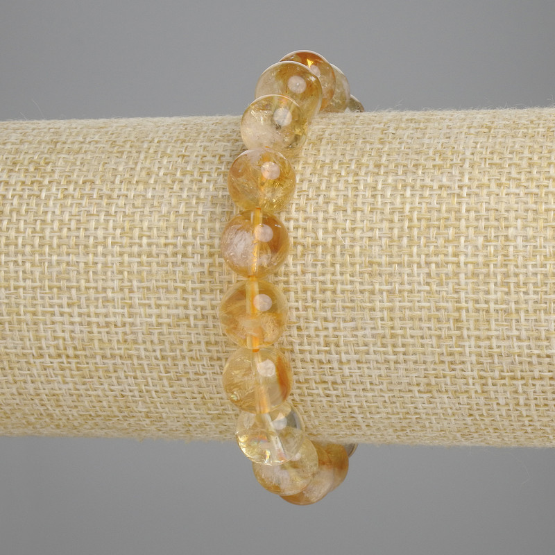 Bransoletka z cytrynem — gładkie kuleczki, średnica 10 mm, długość około 18 cm, na elastycznej gumce