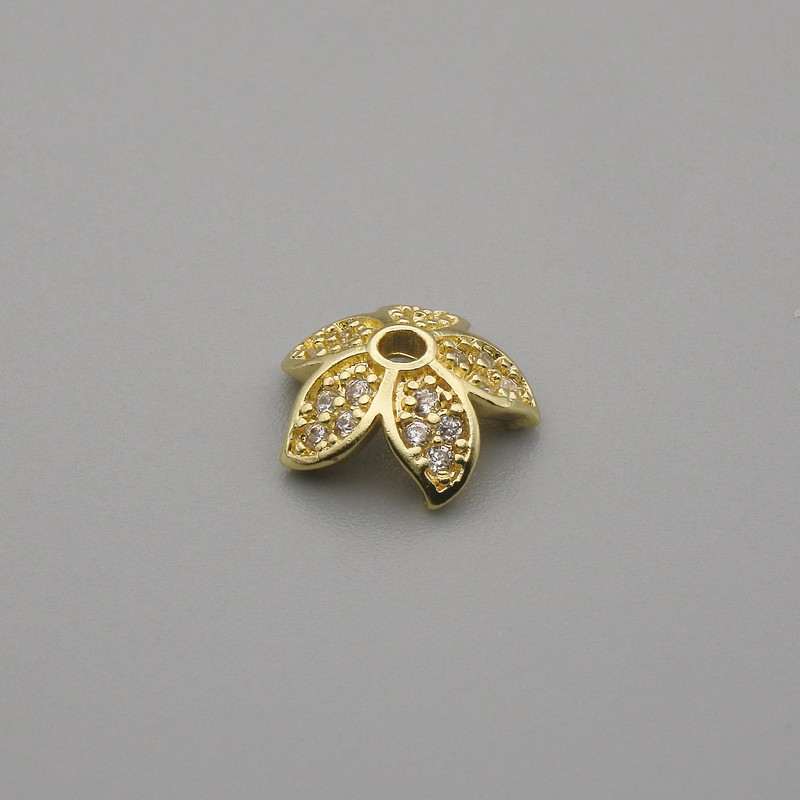 Cena za 1 szt. Kapturek do koralika w kolorze złotego metalu, średnica 9×1 mm ± otwór, średnica 2 mm+