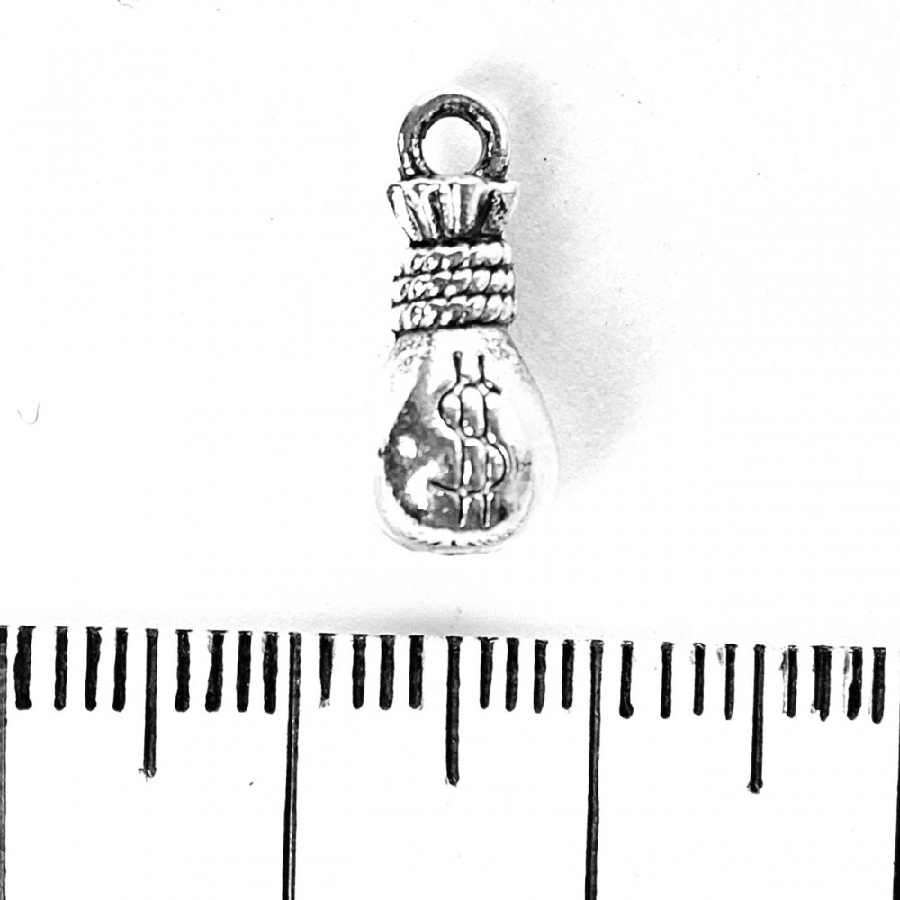 Zawieszka Torba pieniędzy 15×6 mm, opakowanie 20 g, ±13 szt.