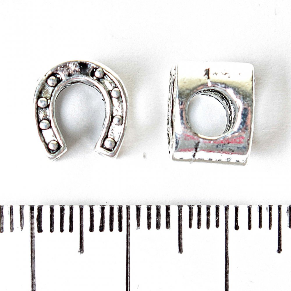 Koralik Pandora Podkowa 9x10 mm, średnica 5 mm, op. 20 g. +/- 9 szt.