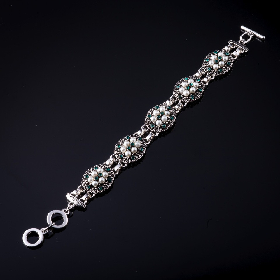 Bransoletka Liza z zielonego szkła 22 cm