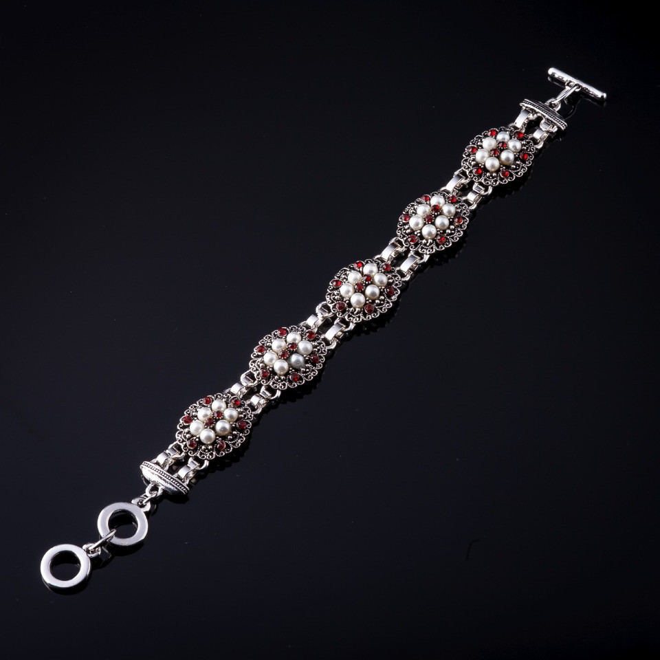 Bransoletka Liza z czerwonego szkła 22 cm