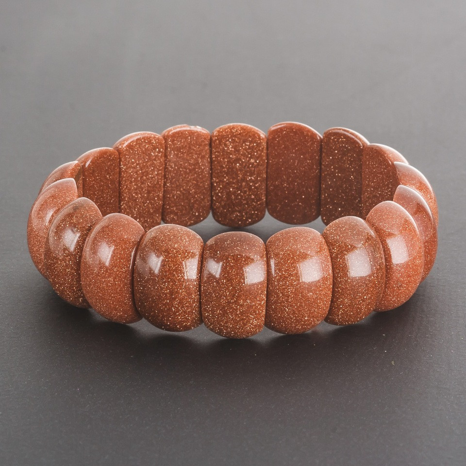 Bransoletka z awenturynem «Złoty piasek» na elastycznej gumce, prostokątny łącznik 2×1 cm