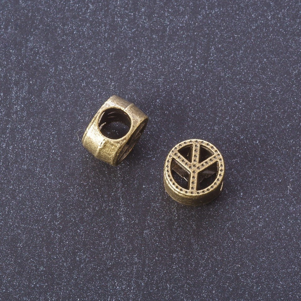 Wstawka ozdobna «Pokój» w kolorze metalu «brąz», średnica 4 mm, opakowanie 20 g ±9 szt.