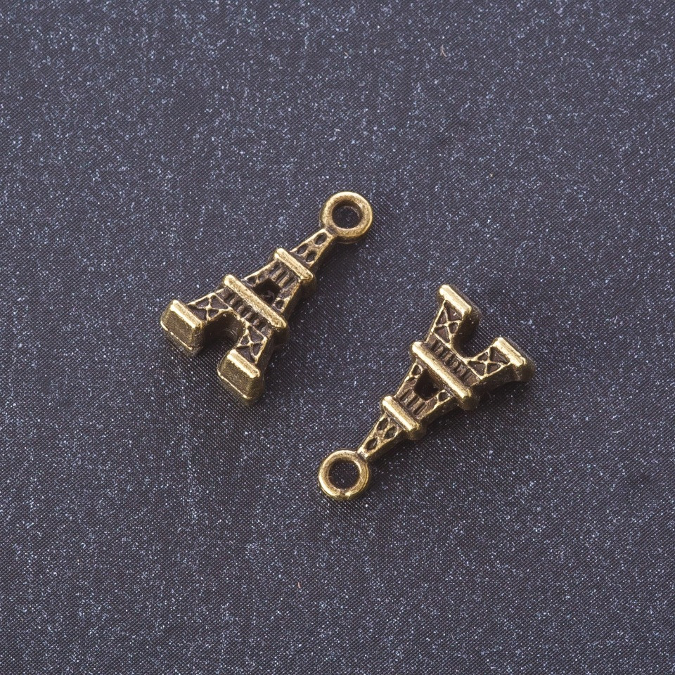 Zawieszka dekoracyjna „Wieża Eiffla” kolor metalu „brązowy” 1,6×0,8 cm, opakowanie 20 g +- 19 szt.