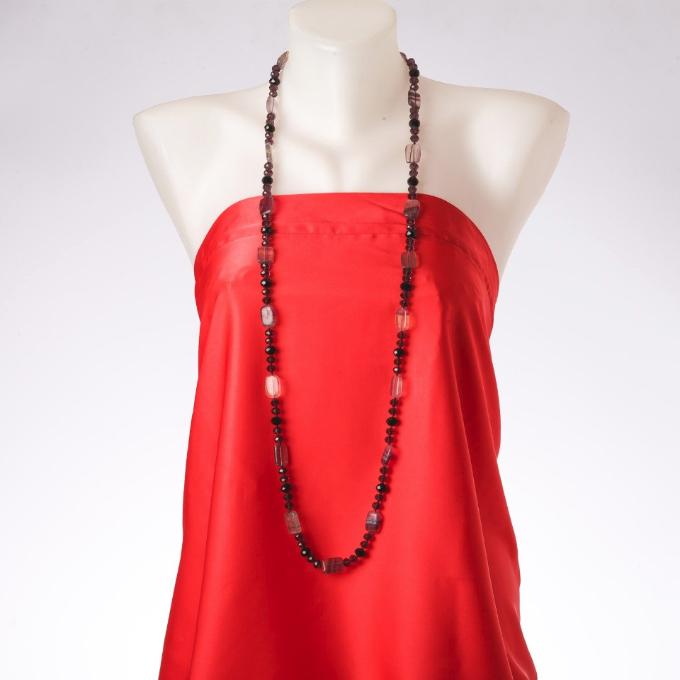 Wyprzedaż: długie naszyjniki "Gwiazdozbiór Oriona" naturalny fluoryt, "czeskie kryształy", długość 120 cm