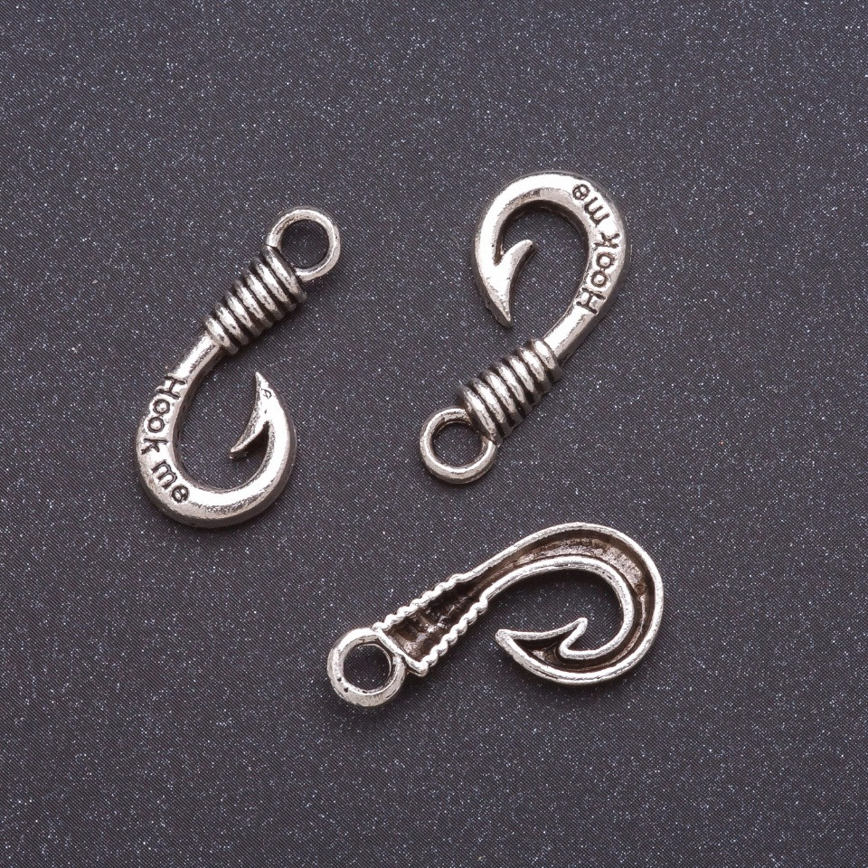 Zawieszka hak, szerokość 10 mm, średnica 4 mm, długość 4 mm, metal szary, opakowanie 10 szt.