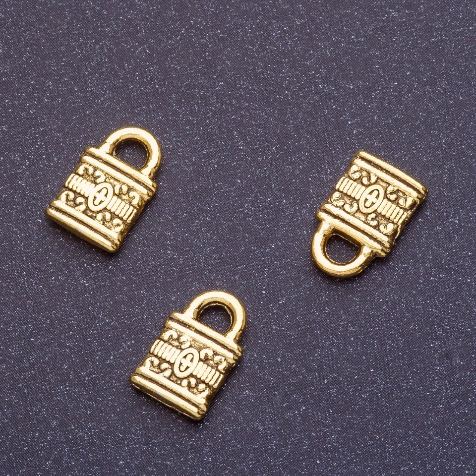 Okucie – zapięcie do wisioru, długość 12 mm, d1-1,5 mm, kolor stare złoto, 18 szt.