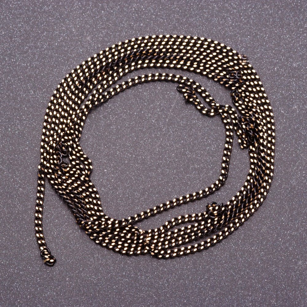 Furnitura jubilerska: łańcuszek panzerowy na metry, kolor czarne złoto, średnica 1,7 mm, cena za metr