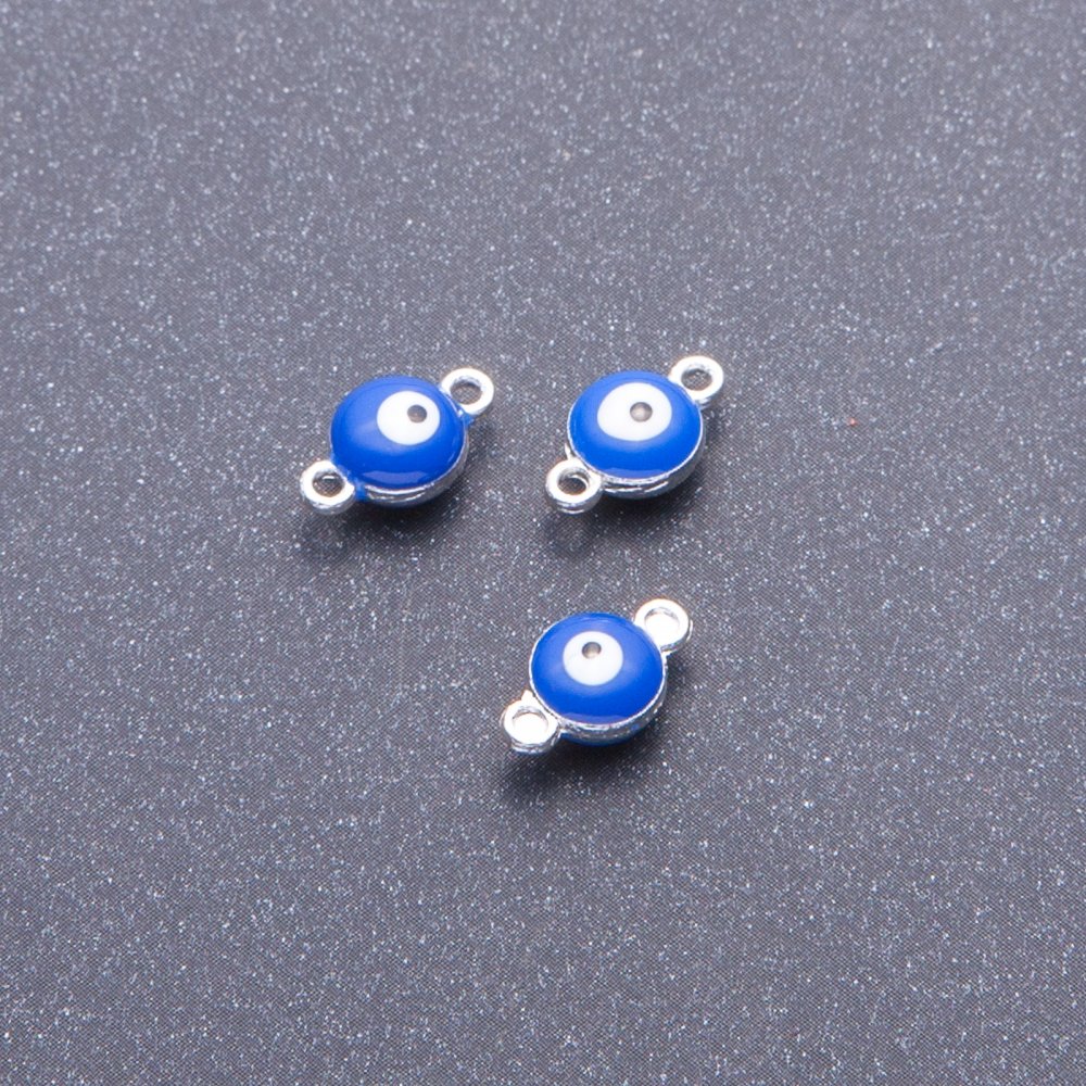 Okucie Konektor Oko niebiesko-szary metal, średnica 7 mm, długość 12 mm, opakowanie 12 szt.