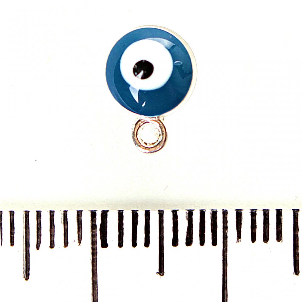 Furnitura jubilerska – Zawieszka «Hamsa», ciemnoniebieski, metal srebrzysty, 6 mm, opakowanie 12 szt.