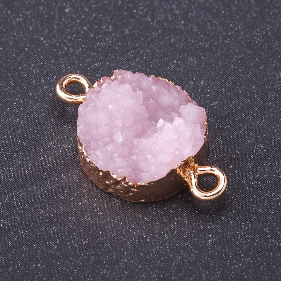 Konektor «Różowy Śnieg» kolor metalu «złoto» długość 1 mm, średnica 14 mm, plastik