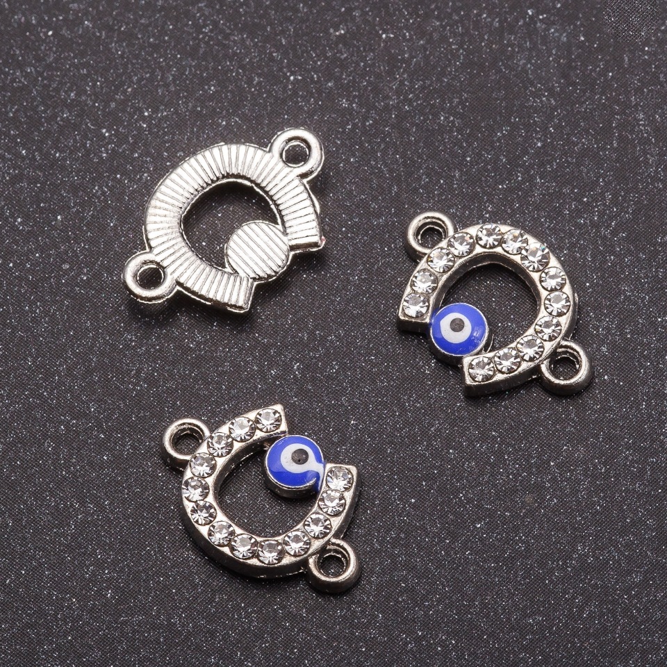 Konektor biżuteryjny w kształcie podkowy 17x11 mm, zestaw 3 szt.