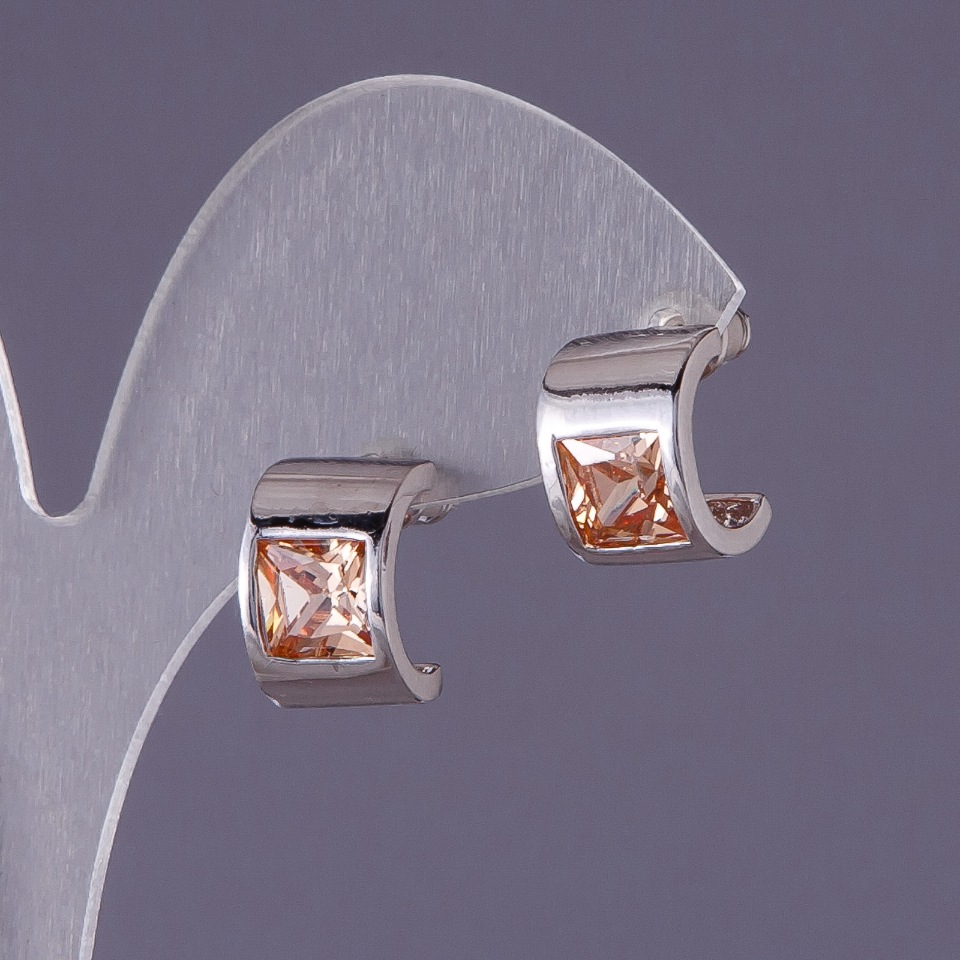 Kolczyki z żółtymi kryształami 13×9 mm