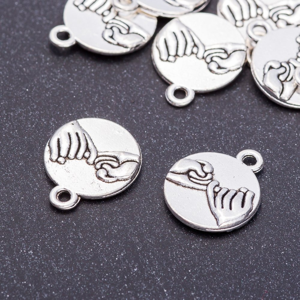 Okucia biżuteryjne: Zawieszka «Pojednajmy się», średnica 15 mm, długość 18 mm, otwór 5 mm, opakowanie 20 g ± 11 szt.