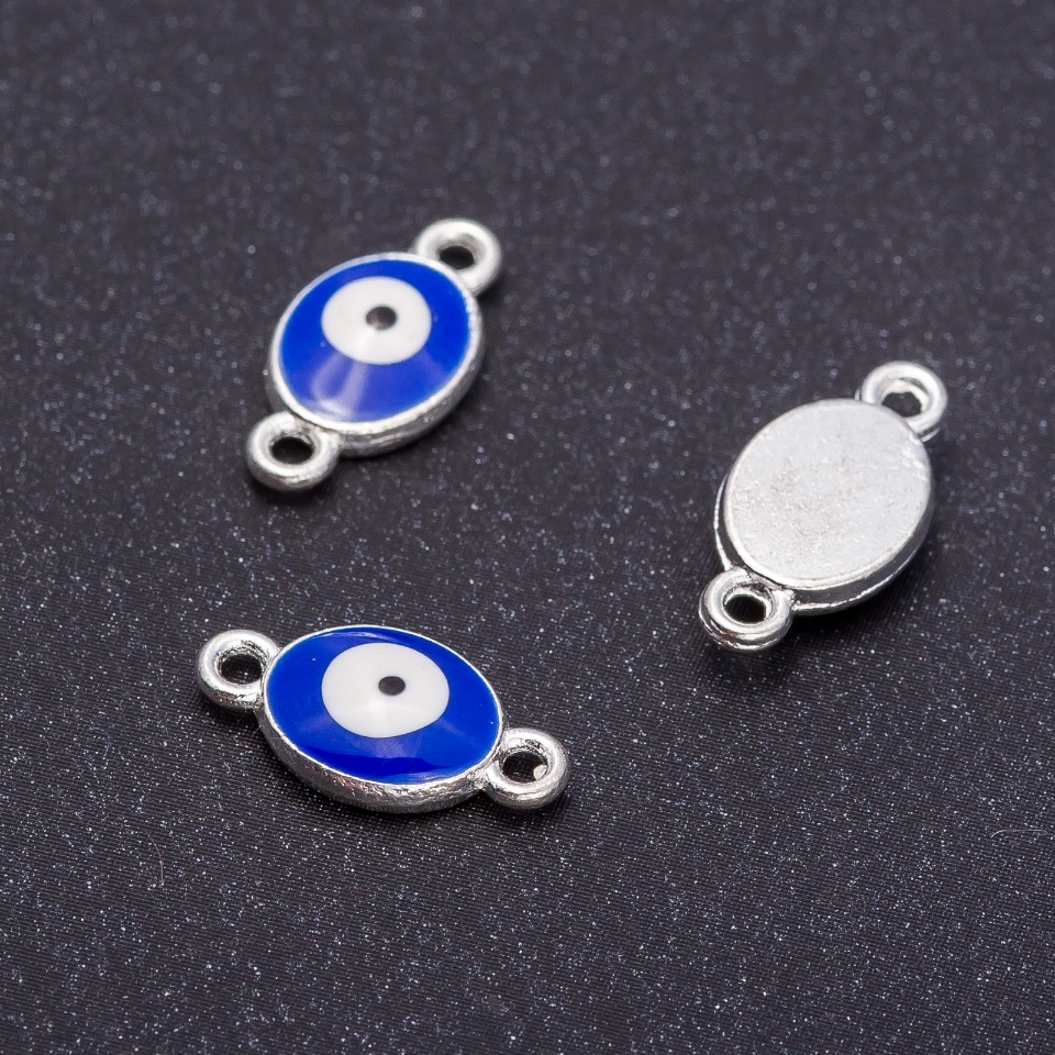 Łącznik „Oko” srebrny, średnica 8 mm, długość 16 mm, 7 szt.