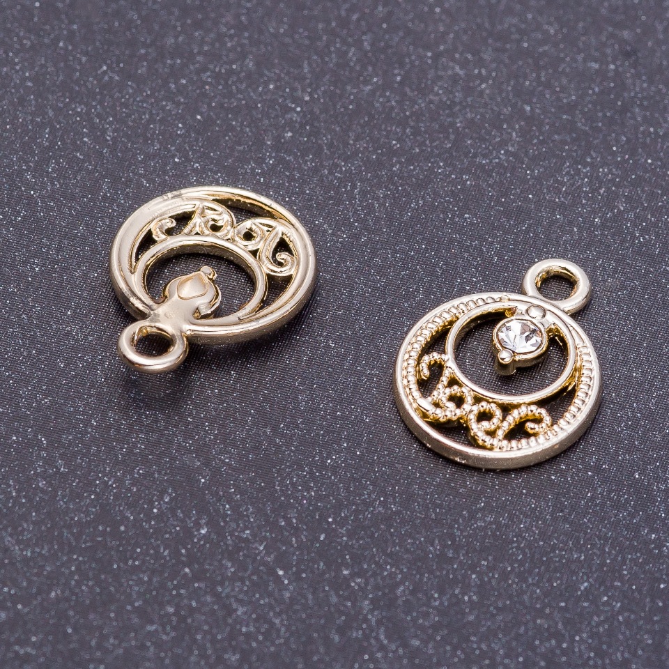 Zawieszka «Wschód» srebro cytrynowe, średnica 13 mm, długość 17 mm, otwór 3 mm, zestaw 7 szt.