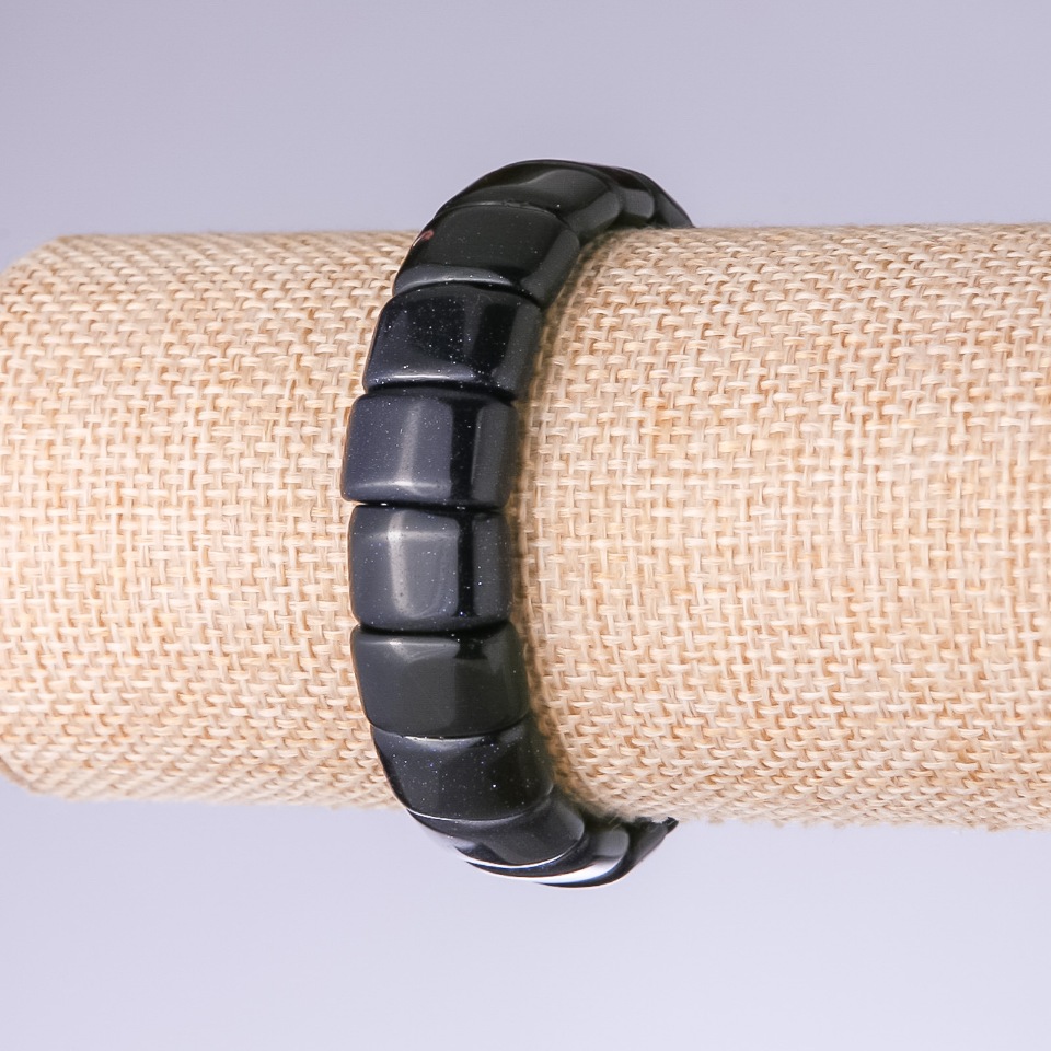 Bransoletka z awenturynem „Noc Kairu” – ogniwka 15×11 mm na elastycznej gumce