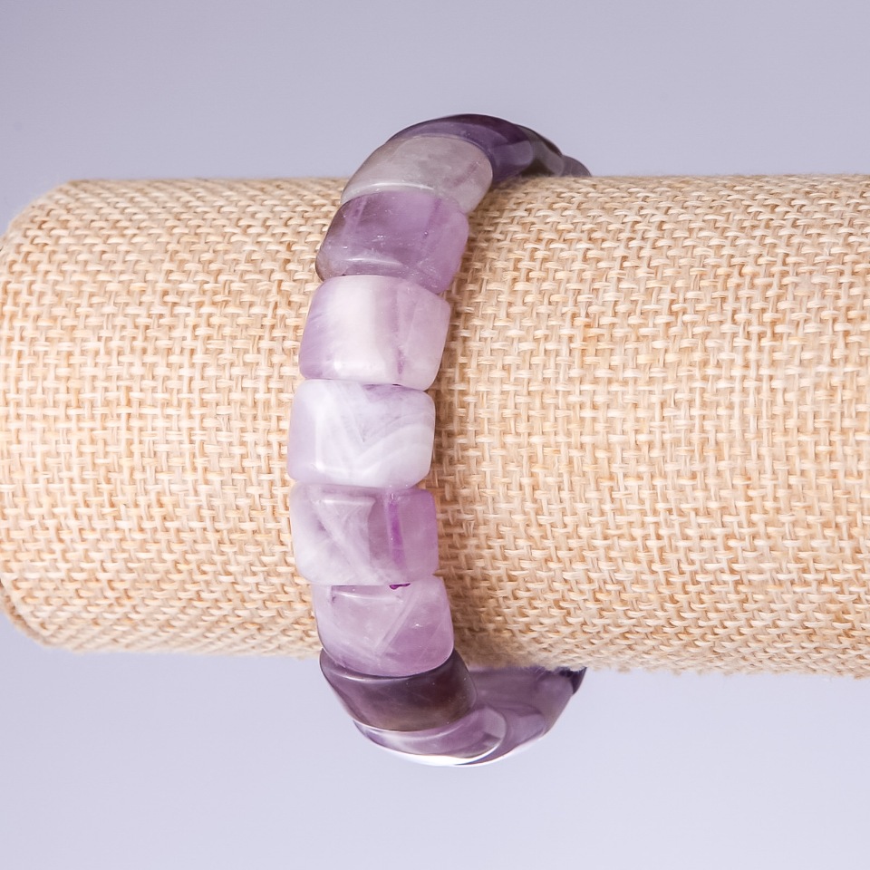 Bransoletka z ametystu, ogniwa 15×11 mm na gumce