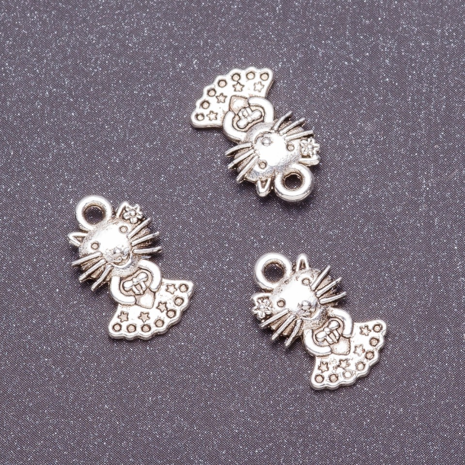 Zawieszka do biżuterii «Kicia», średnica 10 mm, długość 17 mm, opakowanie 20 g ± 21 szt.