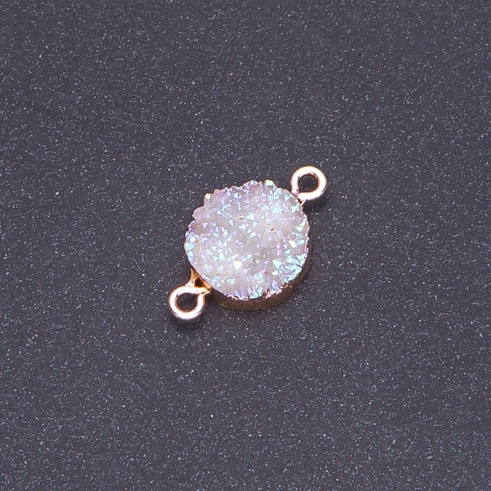 Konektor biały kosmos «Druza» akryl «złoto», średnica 14 mm, grubość 3 mm