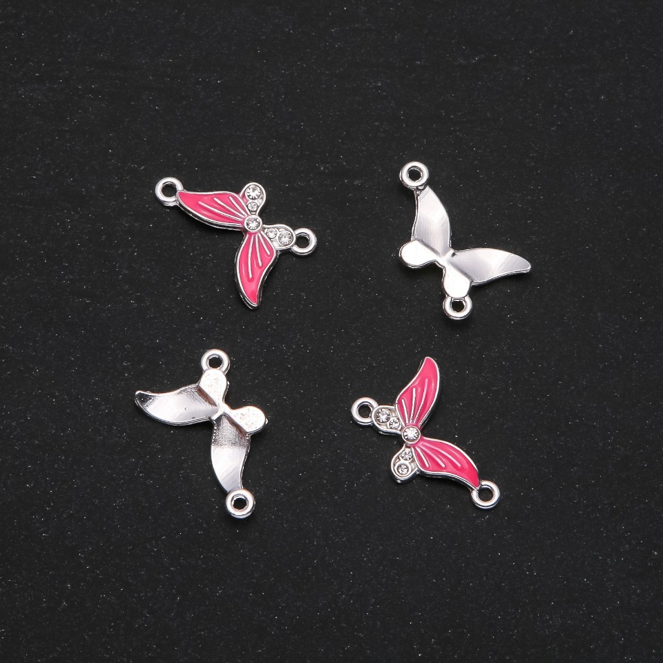Konektor Motyl z malinową emalią, 24×12 mm, op. 4 szt.