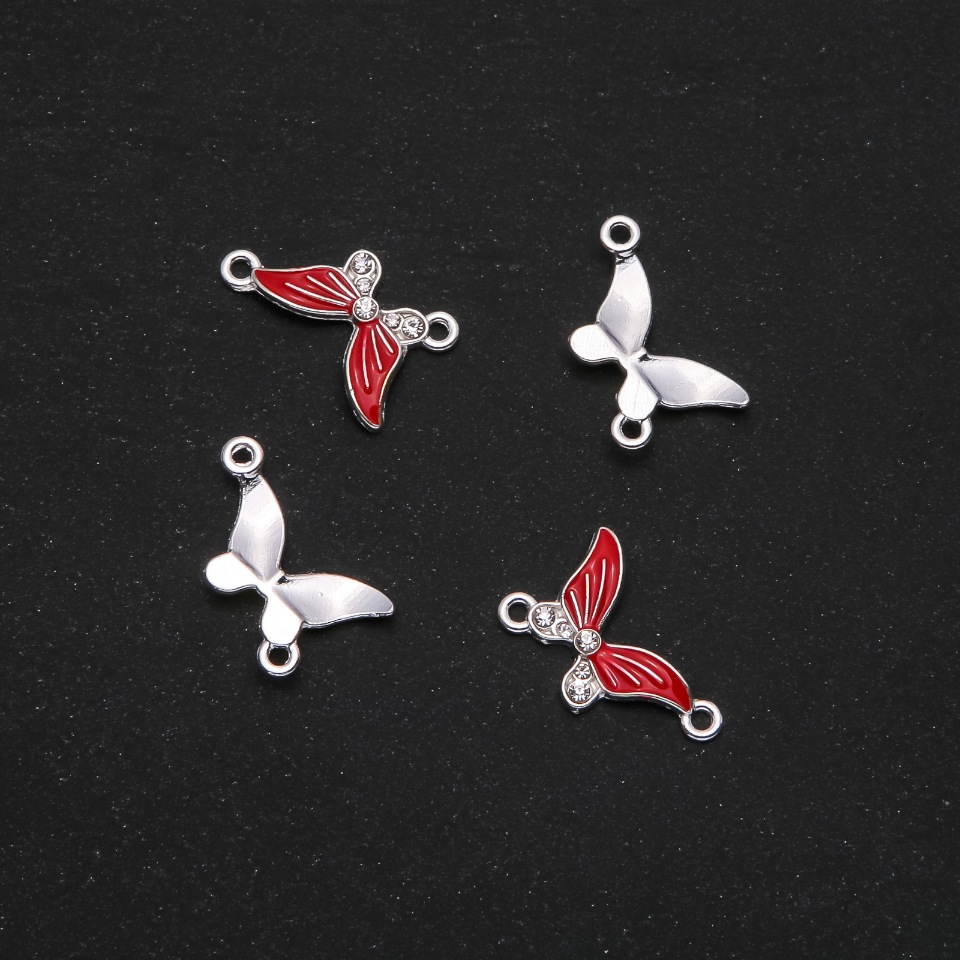 Konektor motyl z czerwonej emalii 24×12 mm, opakowanie 4 szt.