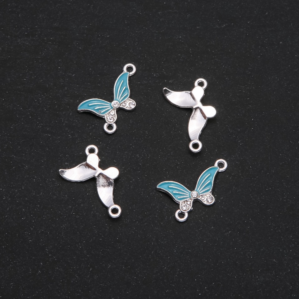 Konektor motyl z błękitną emalią, 24×12 mm, zestaw 4 szt.