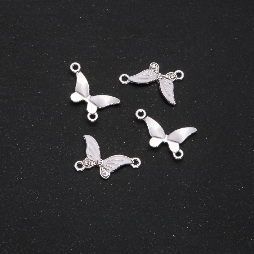 Konektor Motyl z białą emalią 24×12 mm, opakowanie 4 szt.