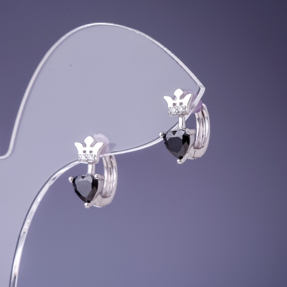 Kolczyki Xuping z czarnymi cyrkoniami 12×6 mm pokrycie rodowe