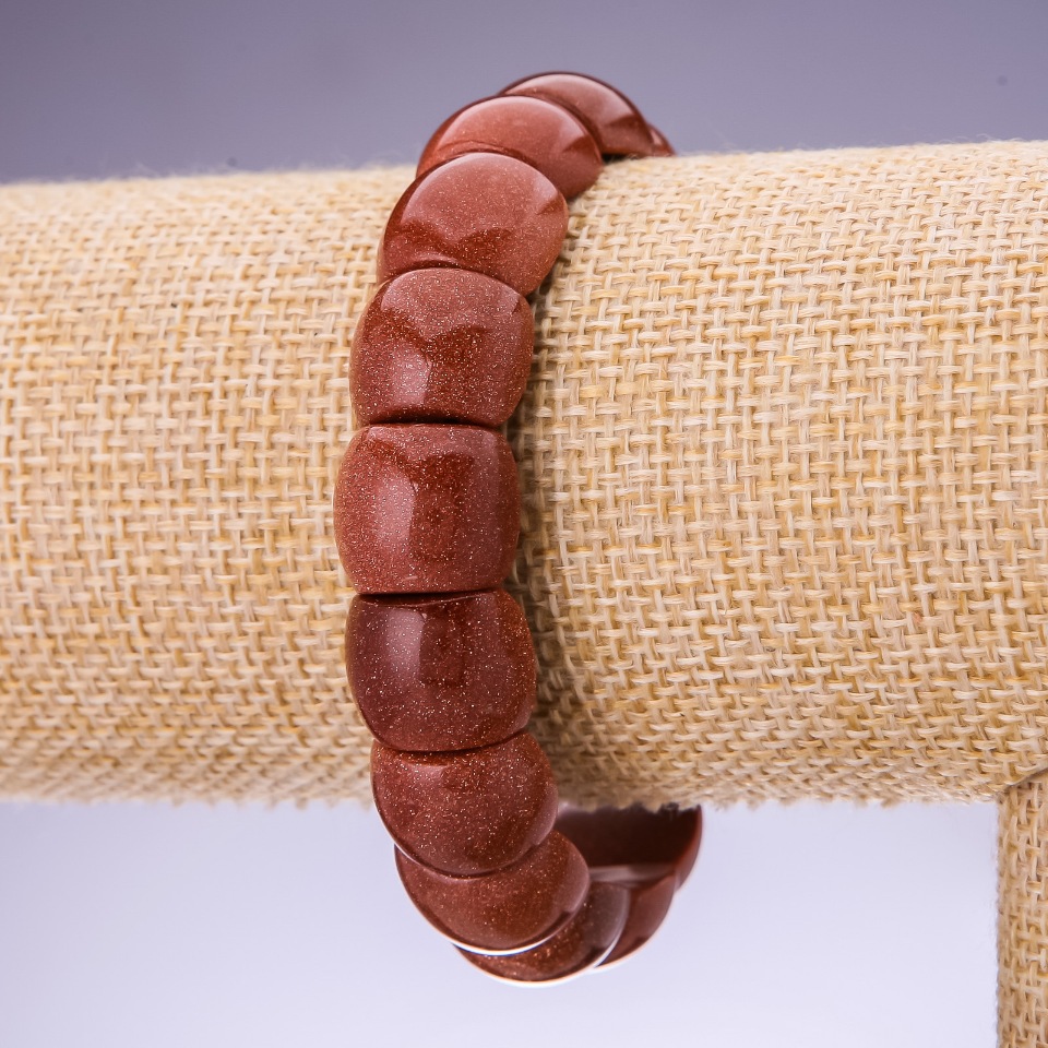 Bransoletka z awenturynu «Złoty piasek» ogniwo 15×12 mm na elastycznej gumce obwód 20 cm