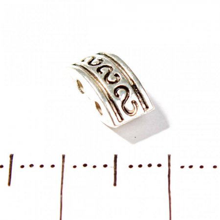 Wstawka między koralikami prostokątna, dwukrotnie wypukła, na dwie nitki, metalowa, Ø 10×5 mm, fas. 20 g, +/- 25 szt