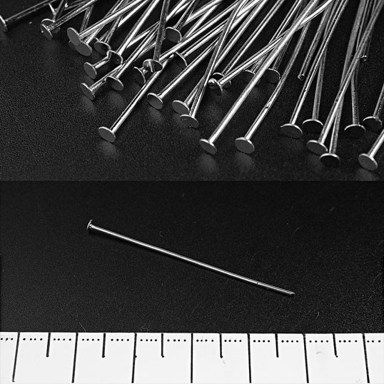 Szpilka jubilerska, długość 26 mm, główka typu «sztyft», ciemny metal, 0,5 kg