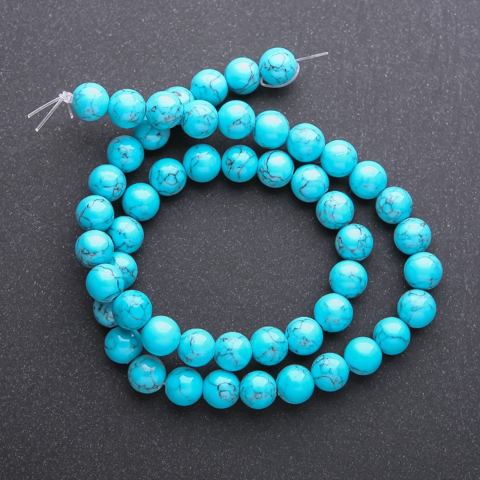 Koraliki «Turkus» (sztuczny) gładka kulka, średnica 8 mm, długość 38 cm