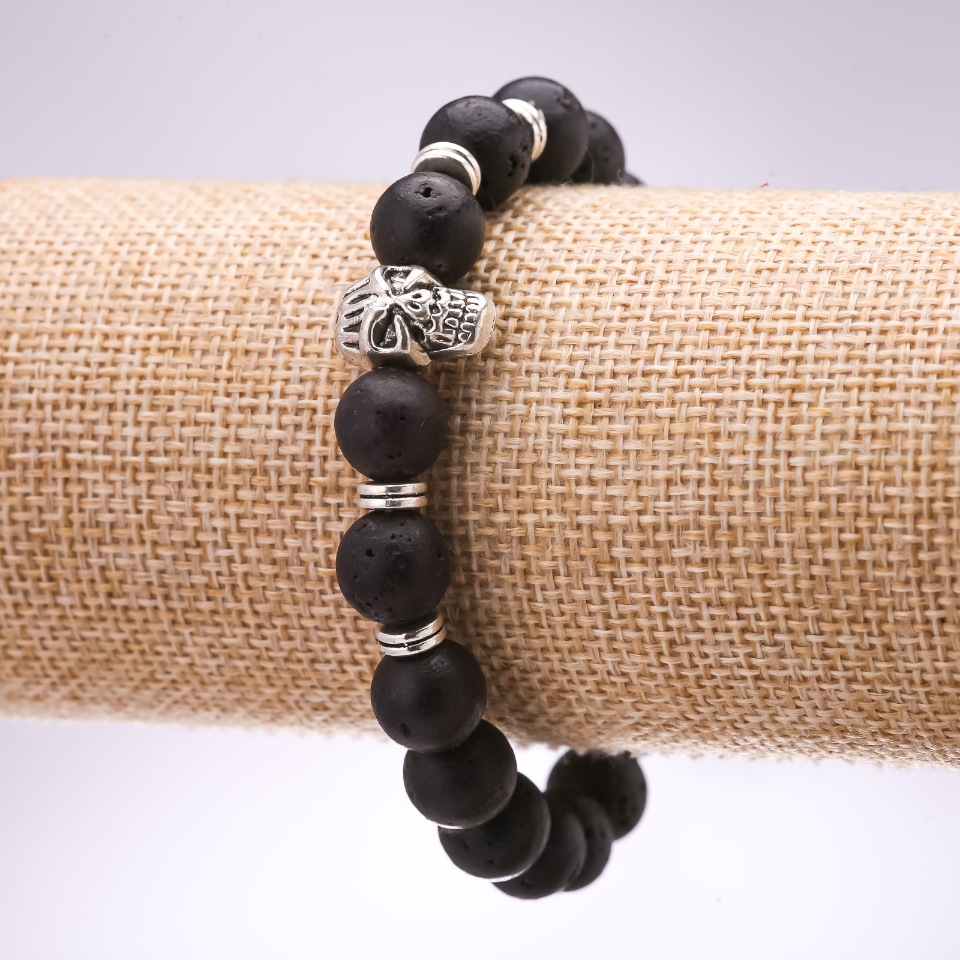 Bransoletka «Lawa Czaszka», średnica 10 mm, długość 18 cm na gumce