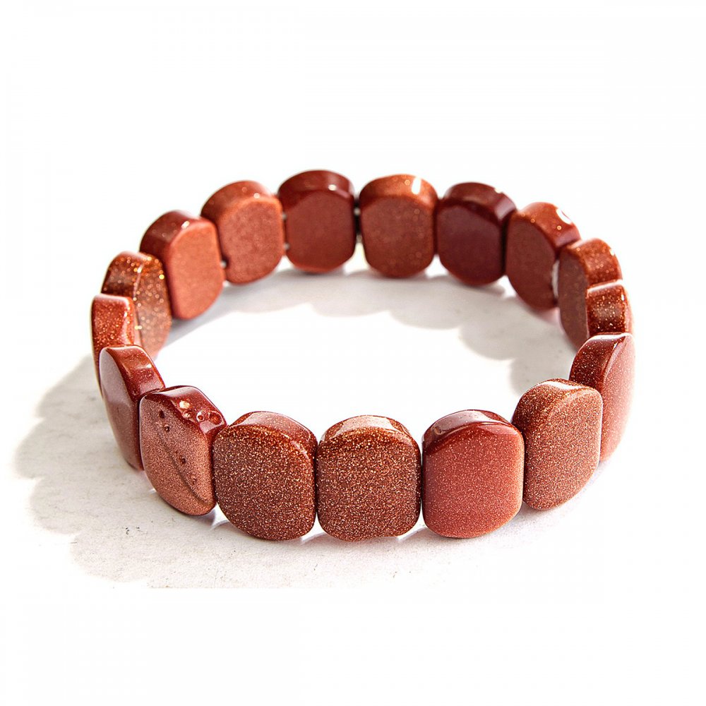 Bransoletka na gumce z awenturytu syntetycznego „Złoty piasek” 17×12 mm