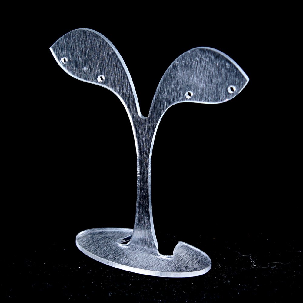 Stojak na kolczyki, matowy plastik, wysokość 80 mm, szerokość 79 mm, głębokość 29 mm