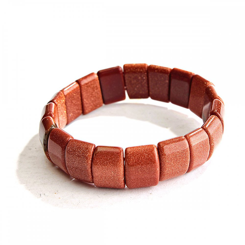 Bransoletka z awenturynem „Złoty piasek” – ogniwo 15×11 mm na elastycznej gumce