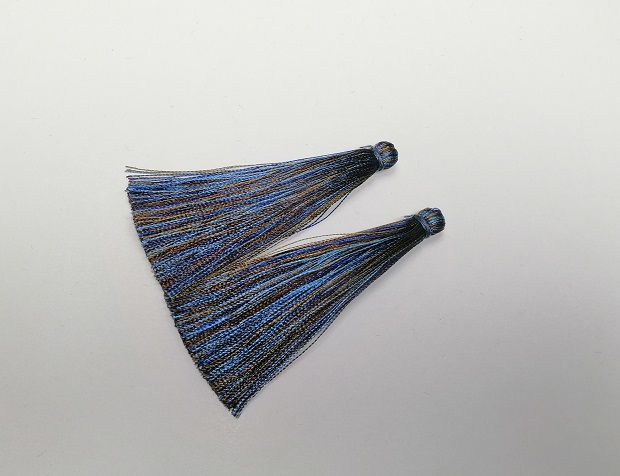 Element do rękodzieła – Pędzel „Brązowo-niebieska smuga”, długość 7 cm, średnica 7 mm para