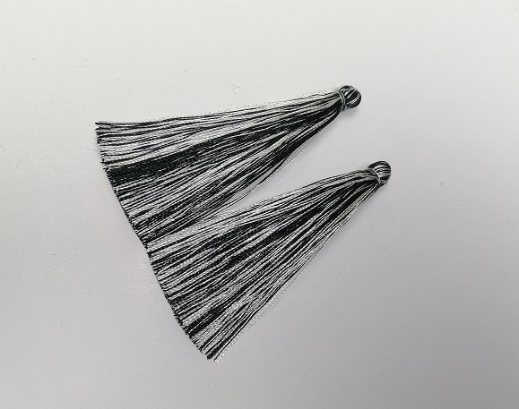 Zawieszka do rękodzieła Pędzelek „Czarno-Biała smuga”, długość 7 cm, średnica 7 mm para