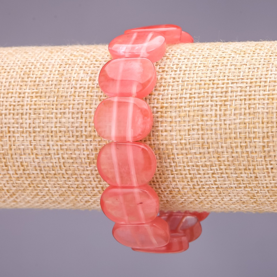 Bransoletka z turmalinu arbuzowego, ogniwa 18×14 mm, długość 18 cm na elastycznej gumce