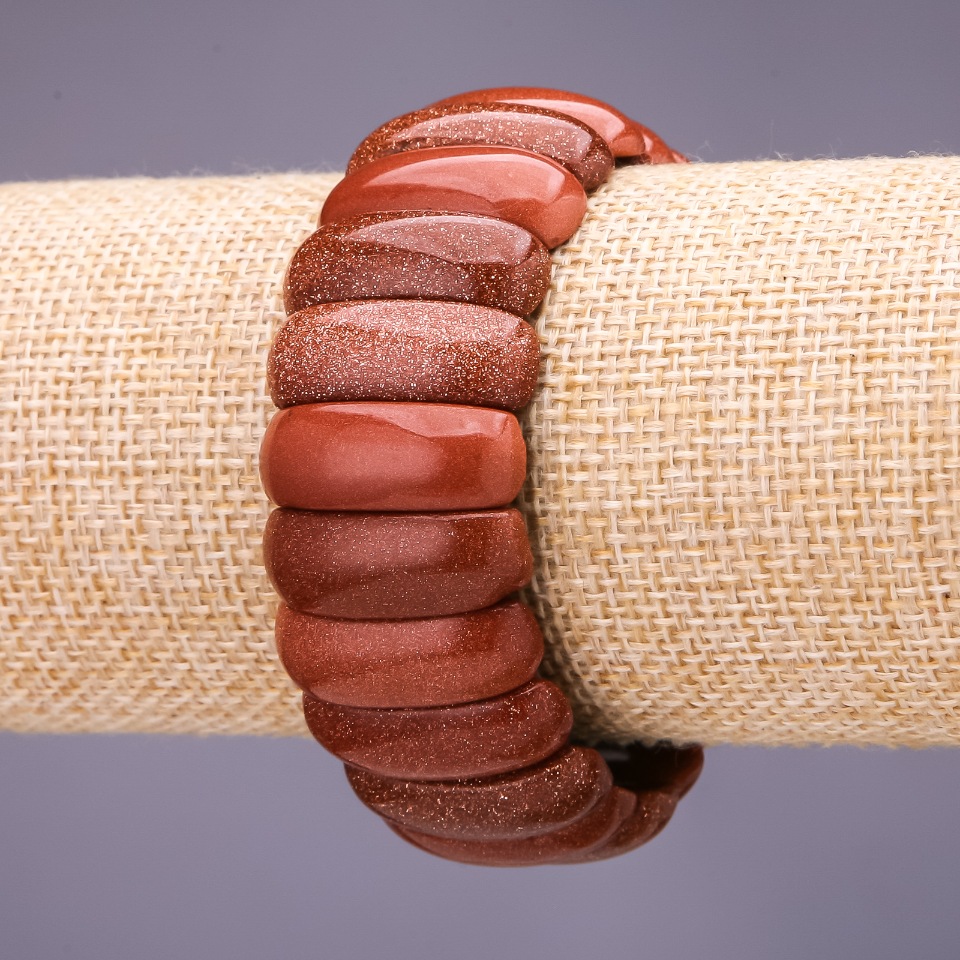 Bransoletka z awenturytu „Złoty piasek” – ogniwa 25×10 mm, długość 18 cm, na elastycznej gumce