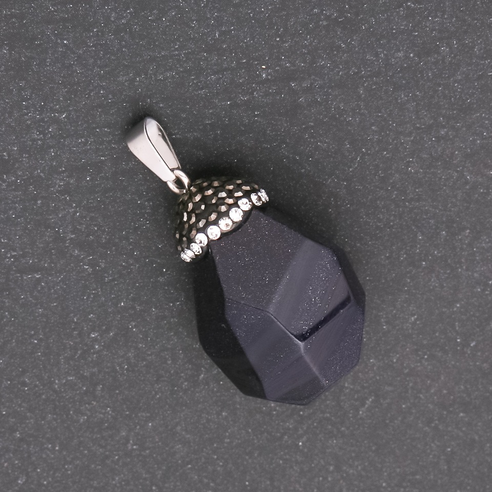 Wisiorek „Żołądź” z kamienia awenturytu Niebieski Piasek Noc Kairu (syntetyczny) 32x20 (+-) mm